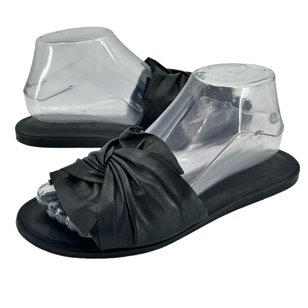1. State Women's Chevonn Black Leather Sandals Open Toe Casual Slide On | 7.5